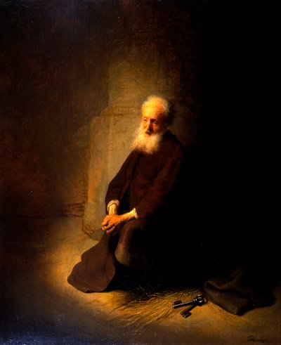 St. Peter in Prison (The Apostle Peter Kneeling) by Rembrandt van Rijn